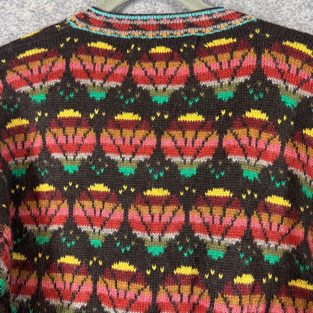 Vintage L.A.M. Alpaca Knit Cardigan Multicolor Size 44 Oversized Boho Relaxed - Picture 15 of 16